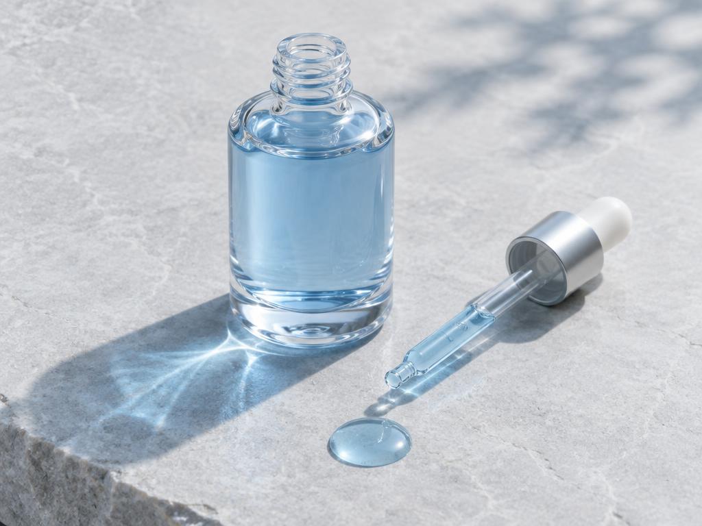 Blue copper peptide serum and glass dropper